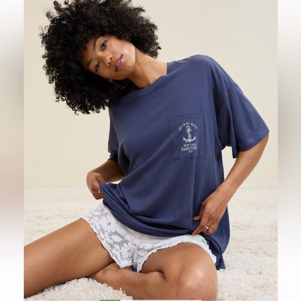 Aerie Sleep Happens Night Tee - Large - Navy